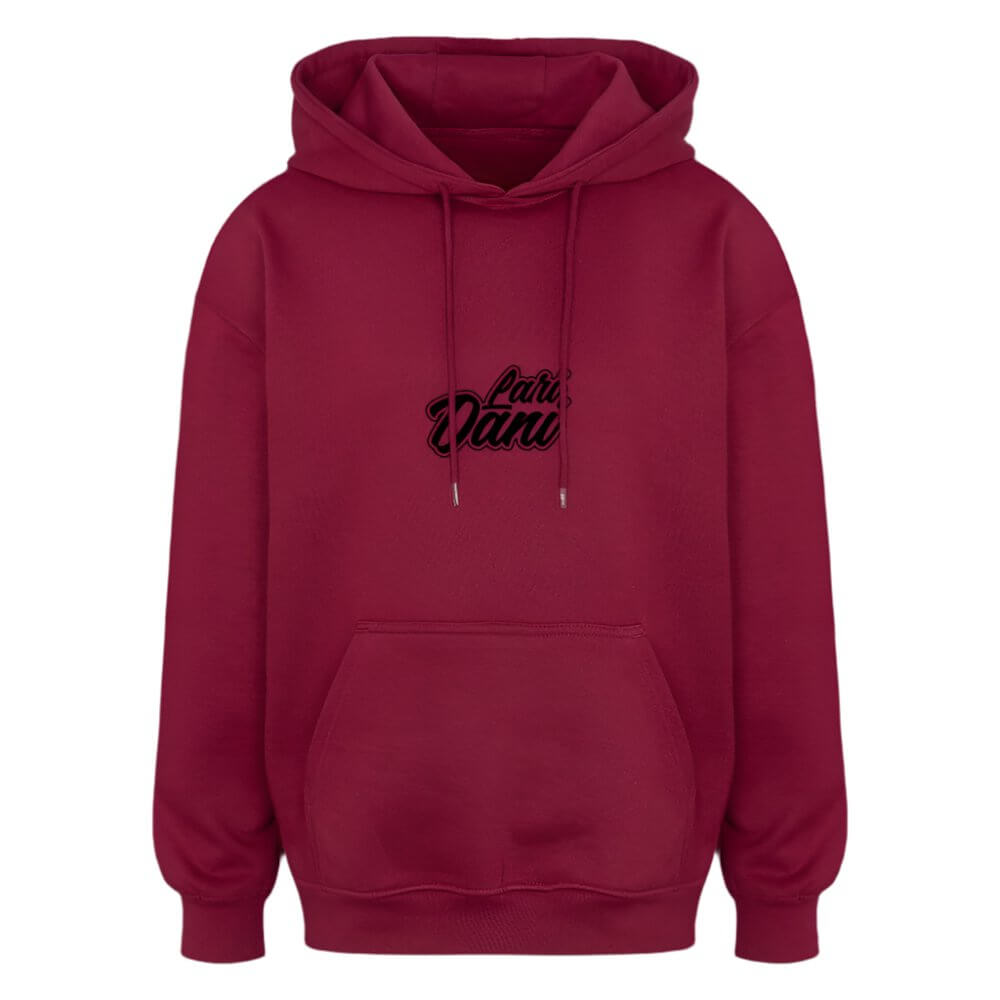 Bordeaux-roter Laridani Oversized Hoodie mit Logo-Aufdruck – stylischer und bequemer Kapuzenpullover für den lässigen Look.