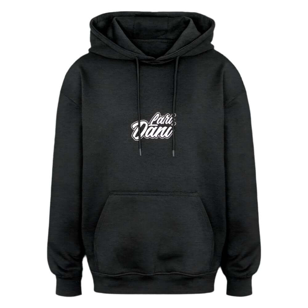 Dunkelgrauer Laridani Oversized Hoodie mit Logo-Aufdruck – stylischer und bequemer Kapuzenpullover für den lässigen Look.